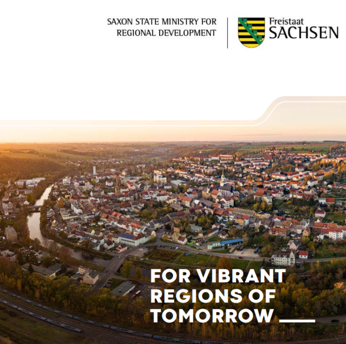 A picture of a city in Saxxony and the titel: For vibrant Regions of Tomorrow